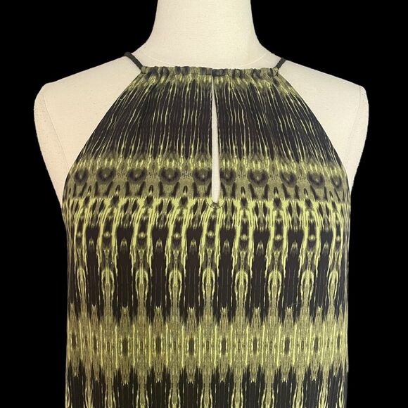 Kenzie NEW Midi Maxi Dress Sz S Tassel Ties Keyhole Halter Sleeveless Lined Ikat - Picture 3 of 12